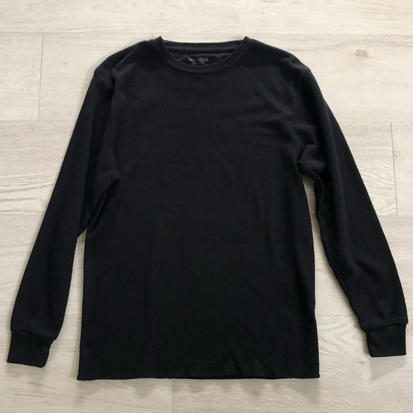 Men’s Blu Rock Black Thermal Waffle Knit T-Shirt Top - Picture 7 of 16